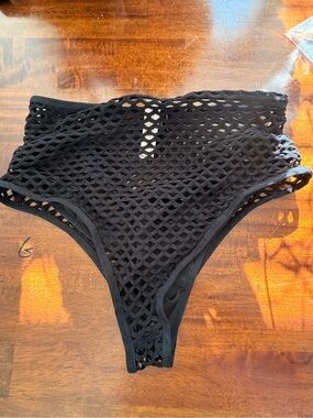 Black Fishnet High-Waist Bikini Panty in M